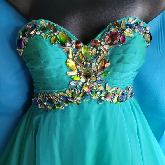MORI LEE TEAL HOMECOMING DRESS